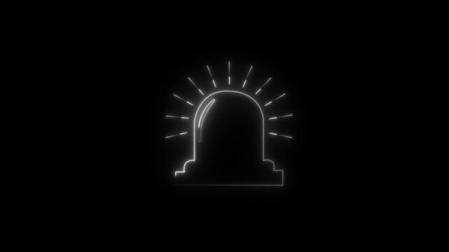 Glowing Neon Emergency Siren Icon Animation on Black Background &ndash; Alert Warning Light Symbol.