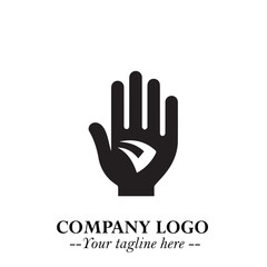 Minimalist Black Hand Logo Symbol on White Background in Clean Modern Silhouette Style