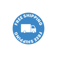 A clean and modern circular “Free Shipping” label featuring a bold courier truck silhouette ideal for e-commerce promotions, delivery services, online shop banners, and marketing materials