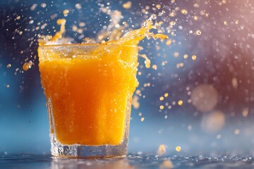 Refreshing Orange Juice Splash in Glass.