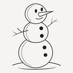 Whimsical Snowman Sketch: A simple and charming line drawing of a classic snowman, evokes the magic and joy of winter. 