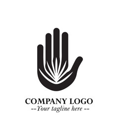 Minimalist Black Hand Logo Symbol on White Background in Clean Modern Silhouette Style