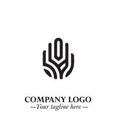 Minimalist Black Hand Logo Symbol on White Background in Clean Modern Silhouette Style