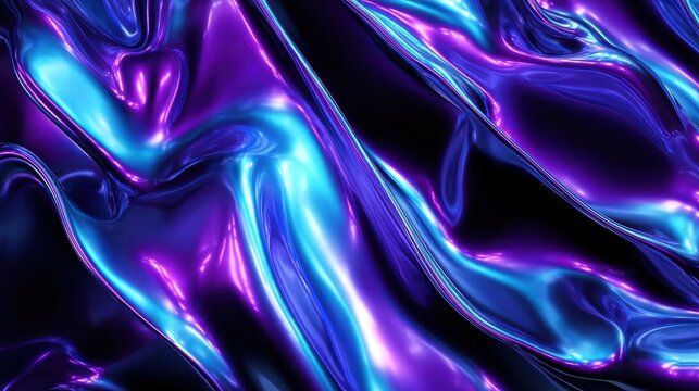 Abstract background with metallic liquid, neon textures, and holographic effects, ideal for modern designs and promotional visuals.