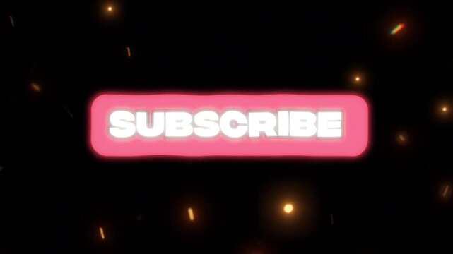 Glowing subscribe button with vibrant particles animation