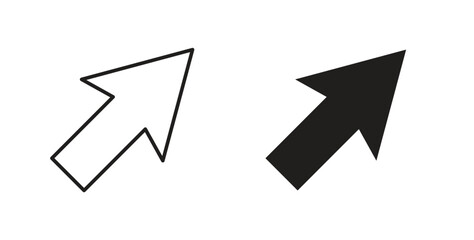 Cursor arrow icon in line design and solid black and white colors for designs