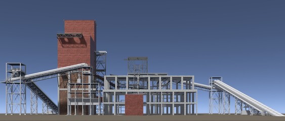 3D illustration of industrial project