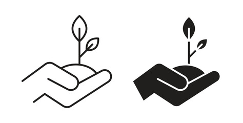 Environment icon in line design and solid black and white colors for designs