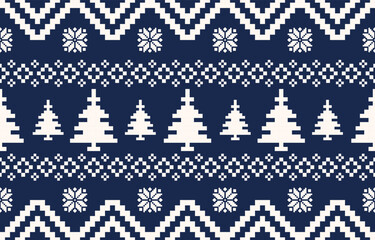Seamless Christmas pixel pattern vector in retro 8-bit style, featuring festive holiday motifs. Perfect for Christmas wrapping paper, sweaters, greeting cards, backgrounds, and textile design.
