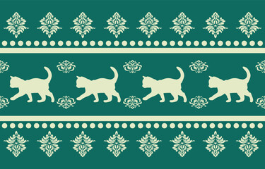 Cute seamless cat pattern vector with playful kittens, perfect for kids fabric, wallpaper, stationery, and gift wrapping.