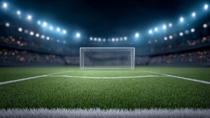 Exciting soccer match at night in a brightly lit stadium captivating football atmosphere and stunning views