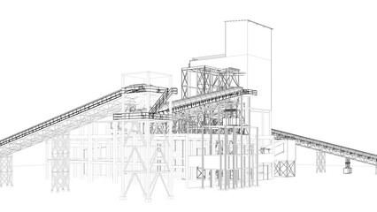 3D illustration of industrial project