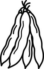 Fototapeta premium Outline drawing of fresh green beans, healthy organic food vector.
