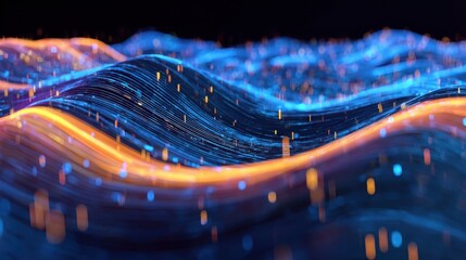 Data flow background with crypto waves and code, perfect for digital security, tech blogs, and innovative designs.