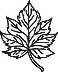 Stylized Leaf Outline – Black and White Vector Illustration