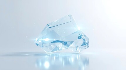 A flawless, brilliant-cut gemstone shimmering with light, symbolizing purity, wealth, and timeless luxury on a reflective surface