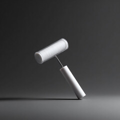 Fototapeta premium Minimalist studio shot of a white paint roller. Clean design, suitable for construction, renovation, DIY, or home improvement concepts. Modern simple design.