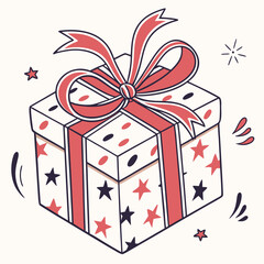 Gift box with ribbon and bow for christmas