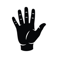 Fototapeta premium Black silhouette of an open hand with fingers spread wide white background