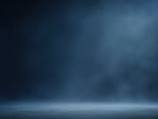 Abstract backdrop featuring a moody blue space with subtle smoke or fog. Perfect for product mockups, stage backgrounds, or conceptual imagery needing depth and atmosphere.