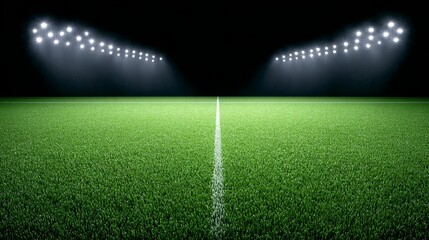 Illuminated soccer stadium at night football match setting sport environment high-resolution imagery