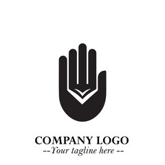 Minimalist Black Hand Logo Symbol on White Background in Clean Modern Silhouette Style