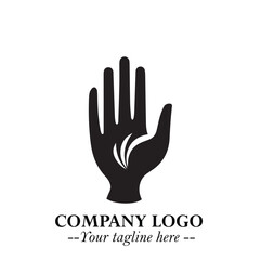 Minimalist Black Hand Logo Symbol on White Background in Clean Modern Silhouette Style