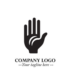 Minimalist Black Hand Logo Symbol on White Background in Clean Modern Silhouette Style