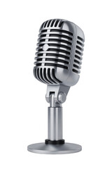 Fototapeta premium Vintage microphone on stand isolated on a transparent background