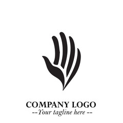 Minimalist Black Hand Logo Symbol on White Background in Clean Modern Silhouette Style