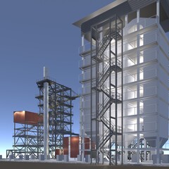 Fototapeta premium 3D illustration of industrial project