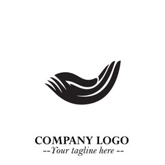 Minimalist Black Hand Logo Symbol on White Background in Clean Modern Silhouette Style