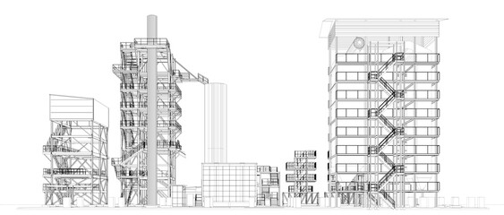 3D illustration of industrial project