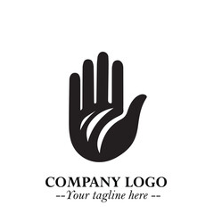 Minimalist Black Hand Logo Symbol on White Background in Clean Modern Silhouette Style