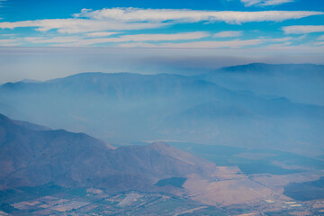Aerial shot of the Andes mountains in Southern Chile.