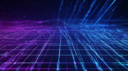 Cyberpunk abstract background with neon grids and glow, perfect for digital art, games, and innovative designs.
