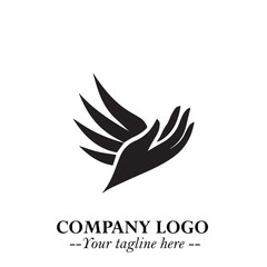 Minimalist Black Hand Logo Symbol on White Background in Clean Modern Silhouette Style