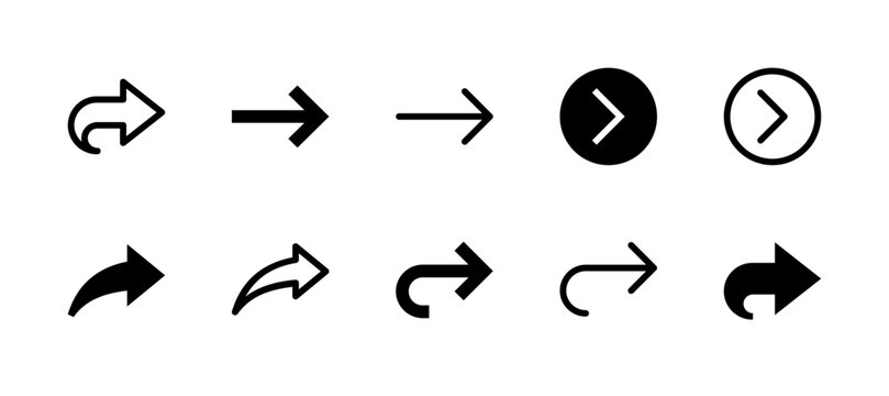 Forward Icon Set Line and Solid style for Navigation and Action