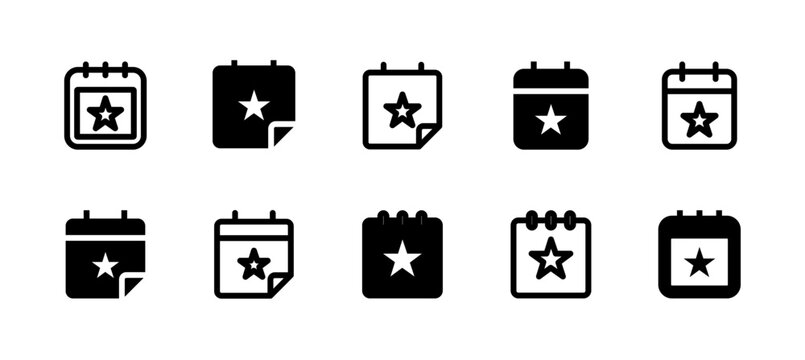 Event Icon Set Line and Solid style for Schedule Management