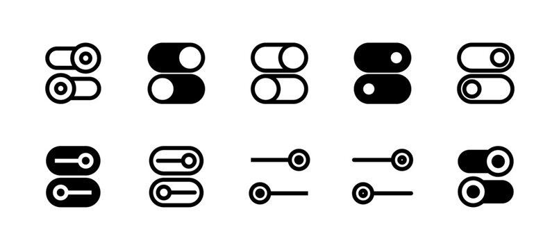 Switch Icon Set Line and Solid style for Control Element