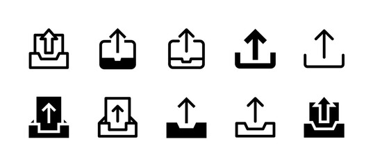 Outbox Icon Set Line and Solid style for Mail Transmission