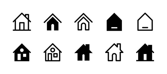 Home Icon Set Line and Solid style for Main Navigation