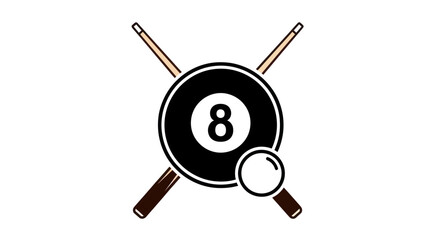 Crossed Pool Cues and the Black 8 Ball Icon.