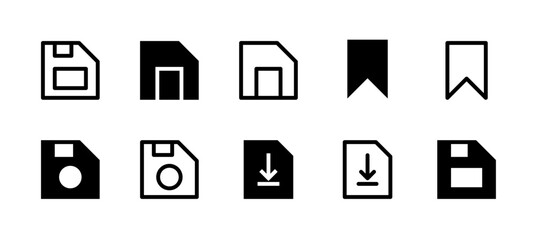 Save Icon Set Line and Solid style for Data Storage