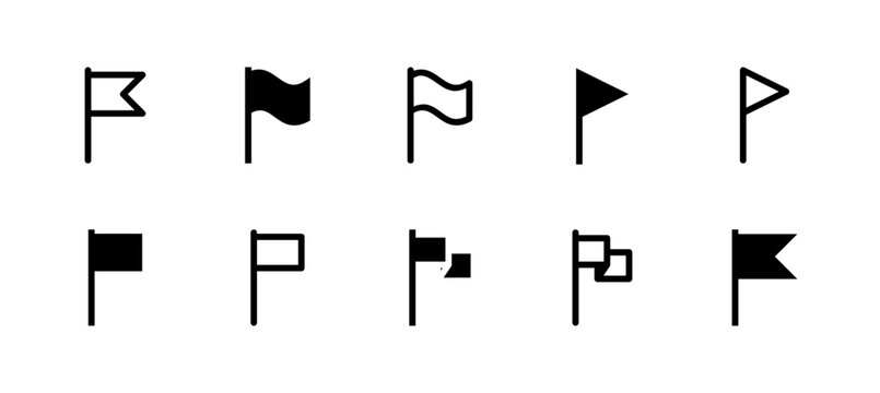 Flag Icon Set Line and Solid style for Country Identity