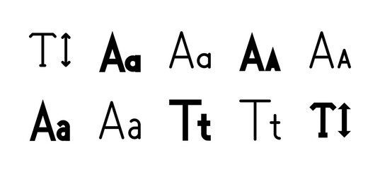 Font Size Icon Set Line and Solid style for Text Accessibility