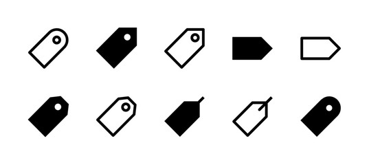 Tag Icon Set Line and Solid style for Content Labeling