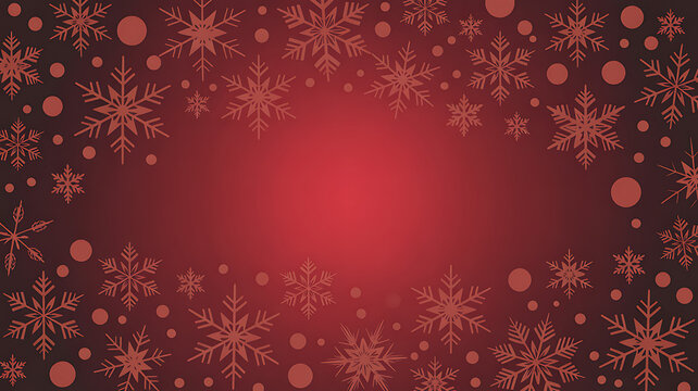 A festive red background with snowflakes and circles for christmas season