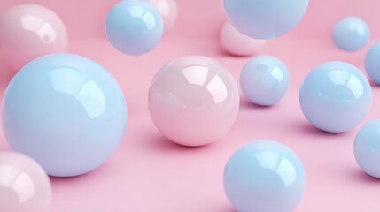 Light pink background with 3D blue and pink spheres, perfect for gender-neutral themes, promotions, and creative projects.