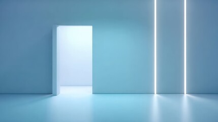 Light blue wall background with smooth floor, perfect for mockups, websites, and clean designs.